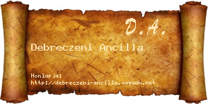 Debreczeni Ancilla névjegykártya